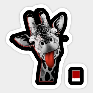 GIRAFFE RED - white full  by COLORBLIND WorldView Sticker